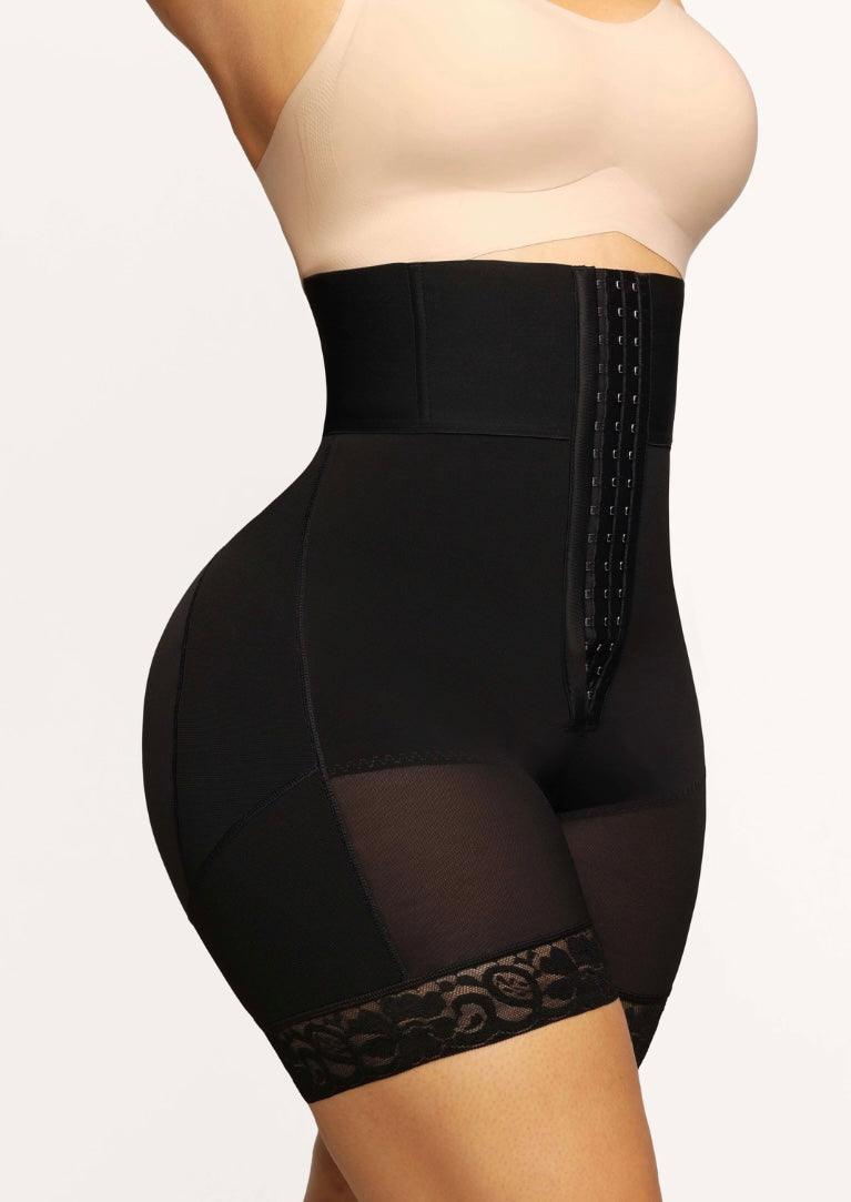 Black 3-bones Triple-breasted High-waisted Elastic Body Butt Lifter